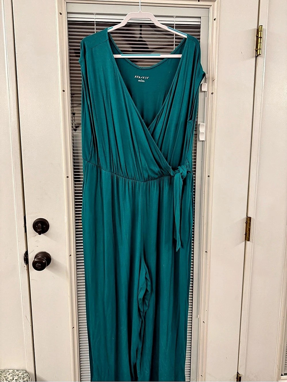 AVA & VIV Teal Wrap-Front Jumpsuit